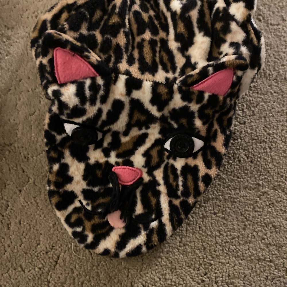 Nick & Nora Leopard Zip Up  Adult Medium‎ One Piece Fleece Cat Footie Pajamas - Picture 2 of 12